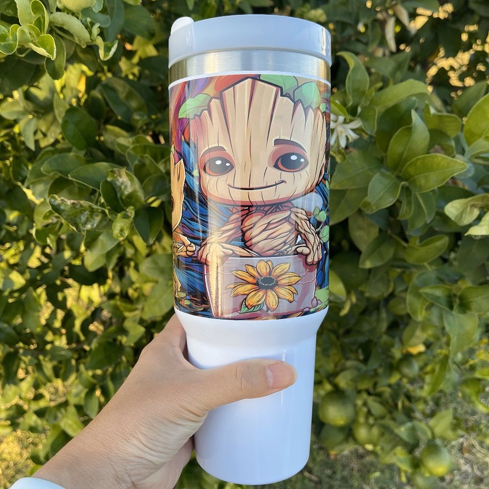 Disney Marvel I Am Groot 40 oz Tumbler/Water bottle/Mug with hand carry handle. - Picture 3 of 12